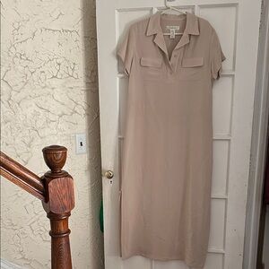 Jones & Co Beige Maxi silk Polo Dress
